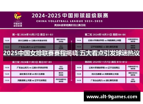 2025中国女排联赛赛程揭晓 五大看点引发球迷热议